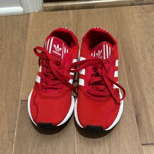 Adidas Kids Red and White Sneakers